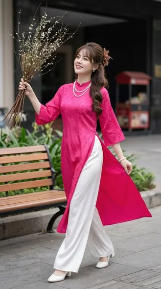 Tạo ảnh áo dài AI - áo dài trắng thanh lịch - mẫu Ảnh áo dài AI