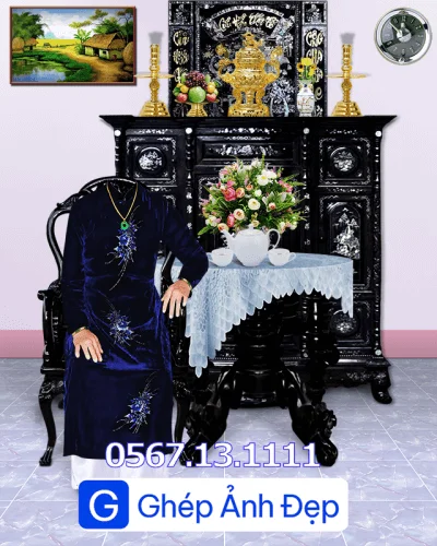 MẪU GHÉP ẢNH THỜ BÀN TRÀ CỤ ÔNG HOẶC CỤ BÀ – ĐẸP, TỰ NHIÊN & TRANG NGHIÊM - Ảnh 27